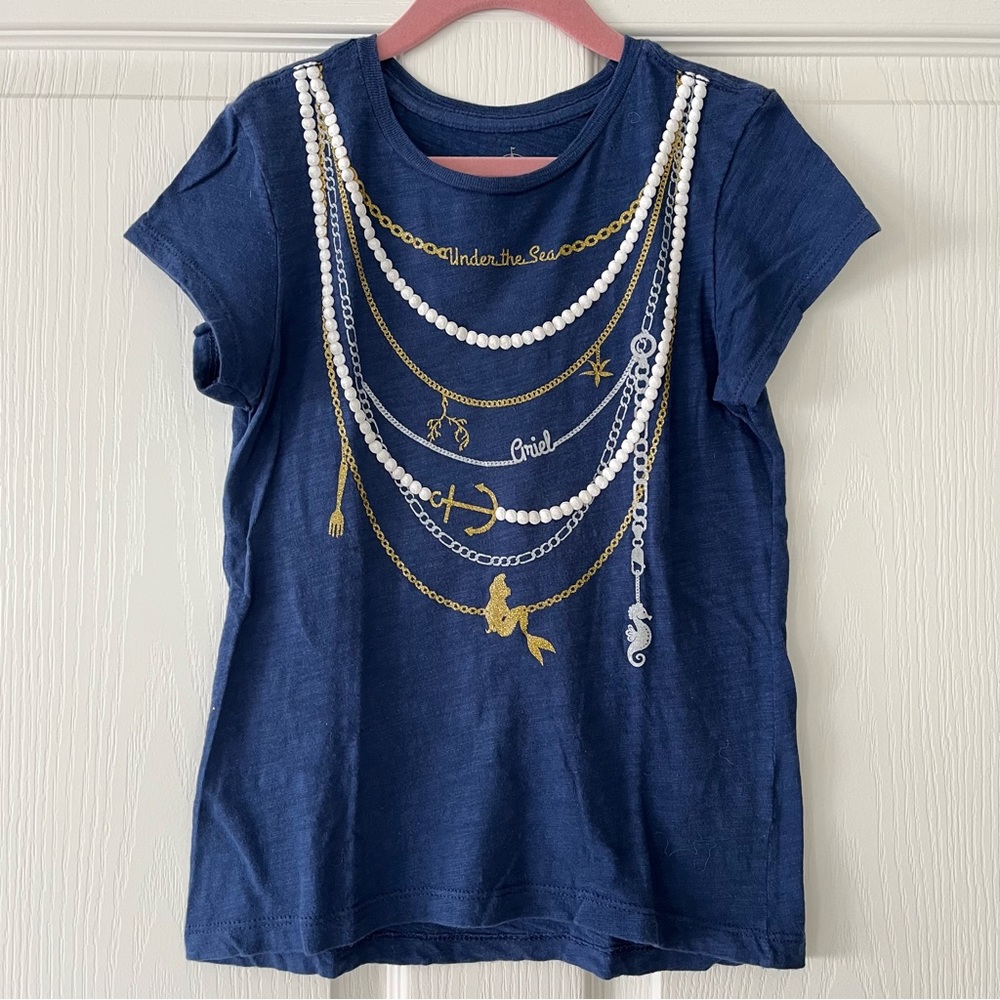 Disney The Little Mermaid Necklace T-Shirt - Blue - Size M (7/8)